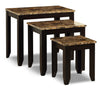 Roma  25\" Rustic  3-Pack Nesting Tables with Shelf - Cappucino Marble Look