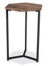 Cleo 15.7\" Chairside Table - Brown with Black Metal Legs