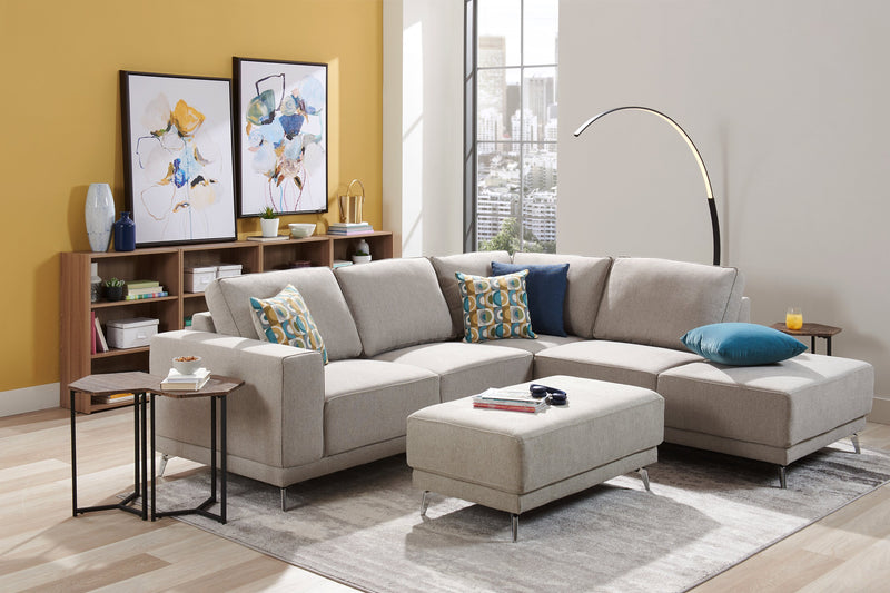 Cleo 15.7\" Chairside Table - Brown with Black Metal Legs