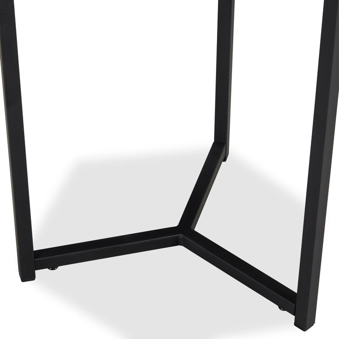 Cleo 15.7\" Chairside Table - Brown with Black Metal Legs