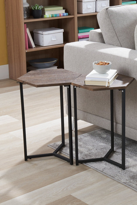 Cleo 15.7\" Chairside Table - Brown with Black Metal Legs