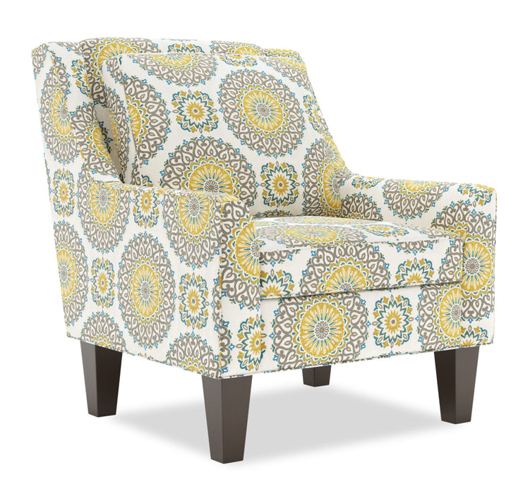 Made in Canada Sofa Lab Customizable Club  29\" Fabric Accent Chair with Wood Legs - Jade Multicolour