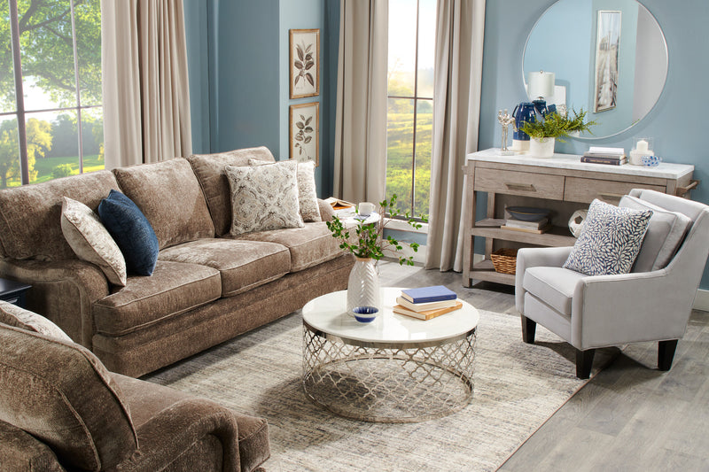 Made in Canada Sofa Lab Customizable Club 29\" Linen-Look Fabric Accent Chair with Wood Legs - Pax Ice White