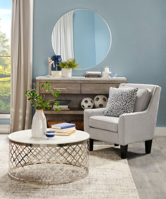 Made in Canada Sofa Lab Customizable Club 29\" Linen-Look Fabric Accent Chair with Wood Legs - Pax Ice White