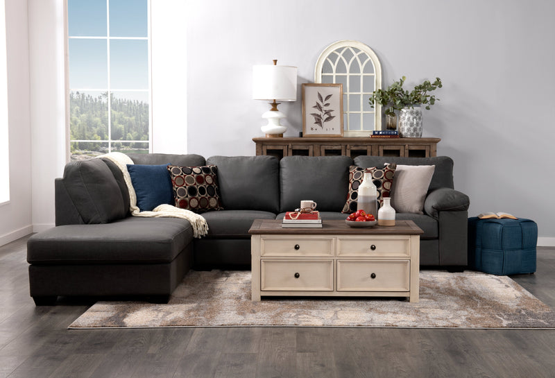 Colby 46\" Rustic Lift Top Coffee Table with Storage and Casters - Two Tone Wood