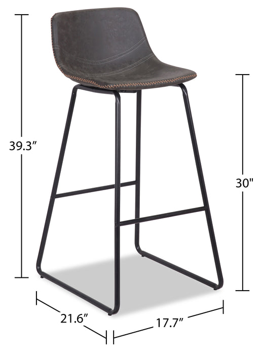 Coty Barstool with Vegan Leather Fabric, Metal - Grey