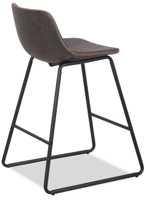 Coty Counter-Height Stool with Vegan Leather Fabric, Metal - Grey