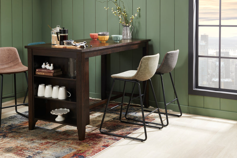 Coty Counter-Height Stool with Vegan Leather Fabric, Metal - Grey