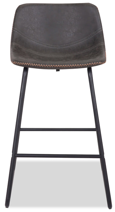 Coty Counter-Height Stool with Vegan Leather Fabric, Metal - Grey