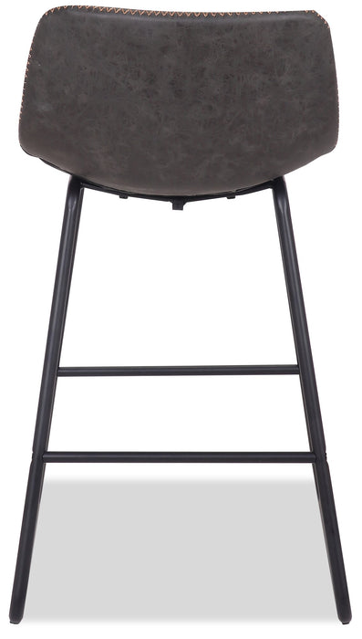 Coty Counter-Height Stool with Vegan Leather Fabric, Metal - Grey