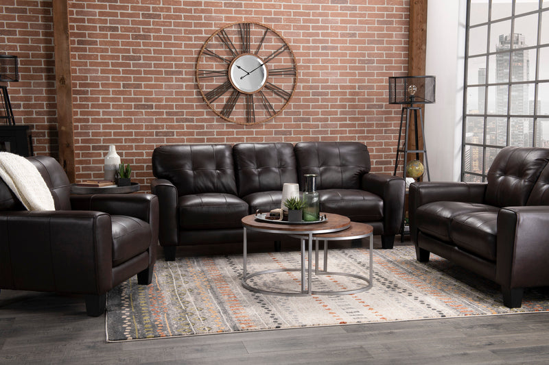 Curt 41\" Genuine Leather Chair with Button Tufting - Brown