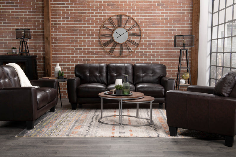 Curt 41\" Genuine Leather Chair with Button Tufting - Brown