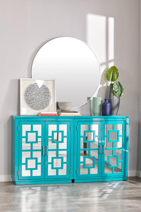 Darci 31.5\" Accent Cabinet with Mirrored Doors - Blue