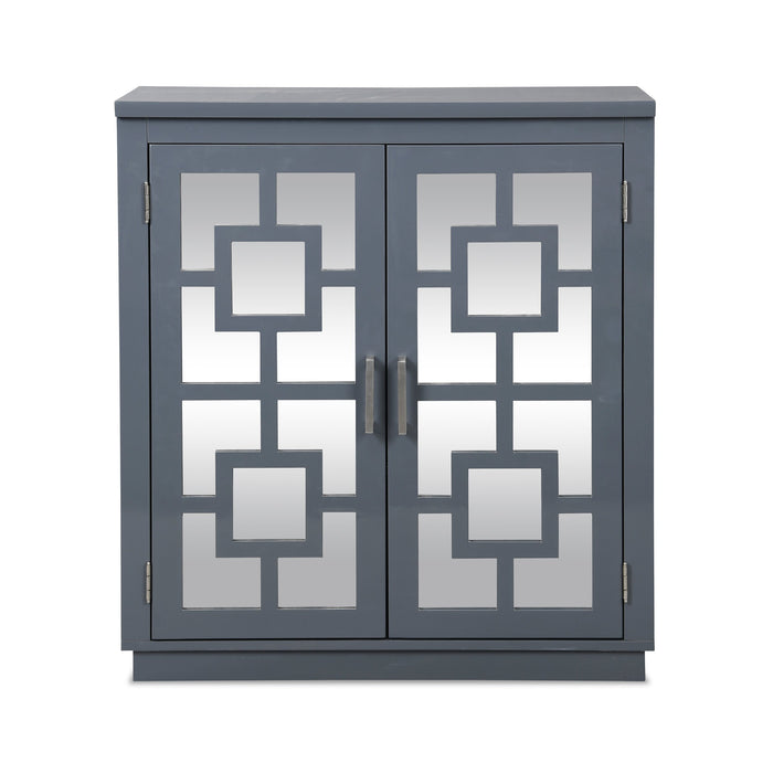 Darci 31.5\" Accent Cabinet with Mirrored Doors - Grey