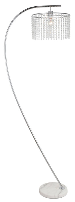 72\" Sparkle Glam Silver with Marble Base and Glass Crystal Shade Arc Floor Lamp