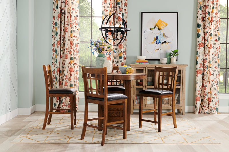 Dena Counter-Height Dining Chair with Vegan-Leather Fabric - Oak Brown