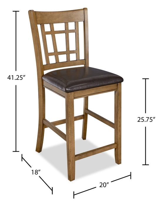 Dena Counter-Height Dining Chair with Vegan-Leather Fabric - Oak Brown