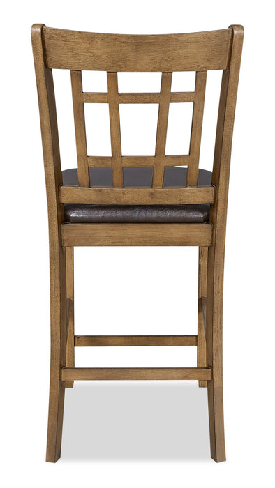 Dena Counter-Height Dining Chair with Vegan-Leather Fabric - Oak Brown