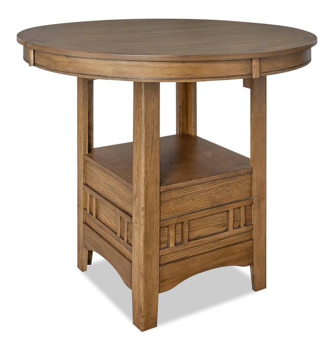 Dena Counter-Height Dining Table with 42-60\"W Extension, Round  - Oak Brown