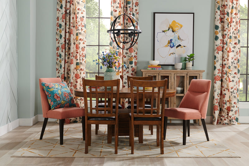 Dena Dining Chair with Vegan-Leather Fabric - Oak Brown