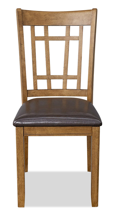 Dena Dining Chair with Vegan-Leather Fabric - Oak Brown