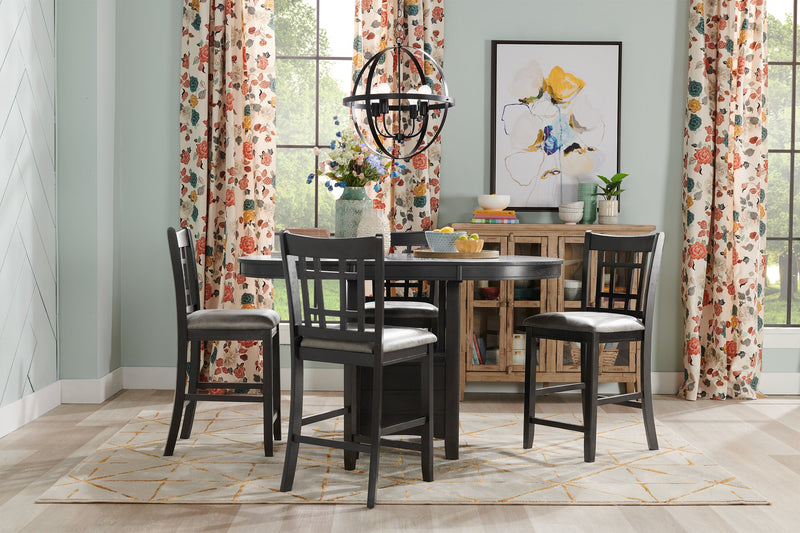 Dena 5pc Counter-Height Dining Set with Table & Chairs, 42-60\"W Extension, Round  - Grey