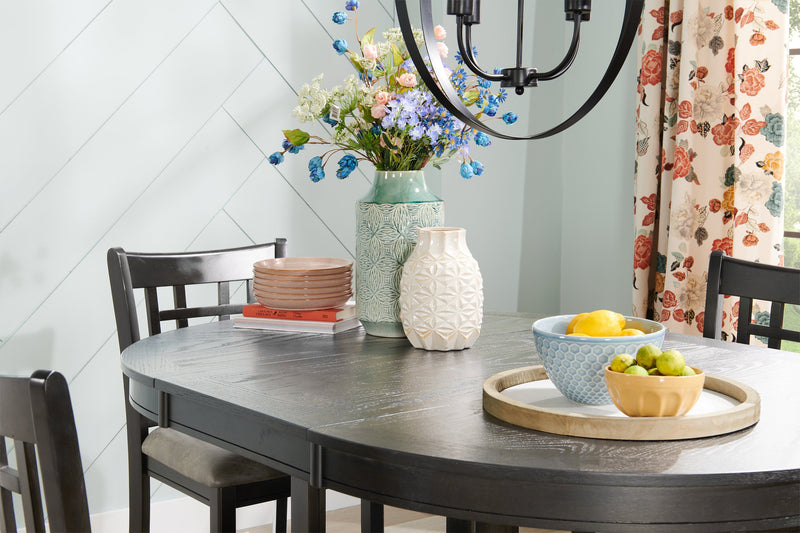 Dena 5pc Counter-Height Dining Set with Table & Chairs, 42-60\"W Extension, Round  - Grey