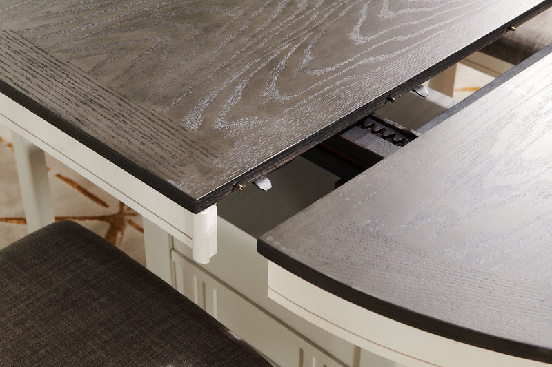 Dena 5pc Counter-Height Dining Set with Table & Chairs, 42-60\"W Extension, Round  - Dove Grey