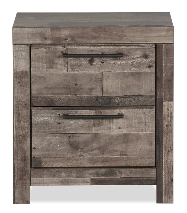 Derekson Bedside 2-Drawer Nightstand with USB Ports, 21.7\"W x 24.4\"H - Grey