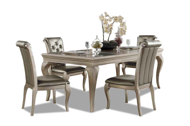 Diva 5pc Dining Set with Table & 4 Chairs, 66-84\"W Extension - Silver Grey