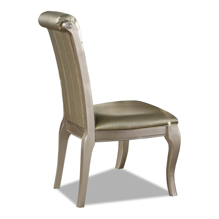 Diva Dining Chair with Vegan-Leather Fabric, Button Tufted - Silver Grey