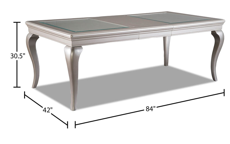 Diva 7pc Dining Set with Table & 6 Chairs, 66-84\"W Extension - Silver Grey