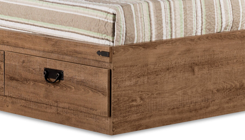 Driftwood Mates Bed with Bookcase Headboard Set for Kids, Brown - Full Size