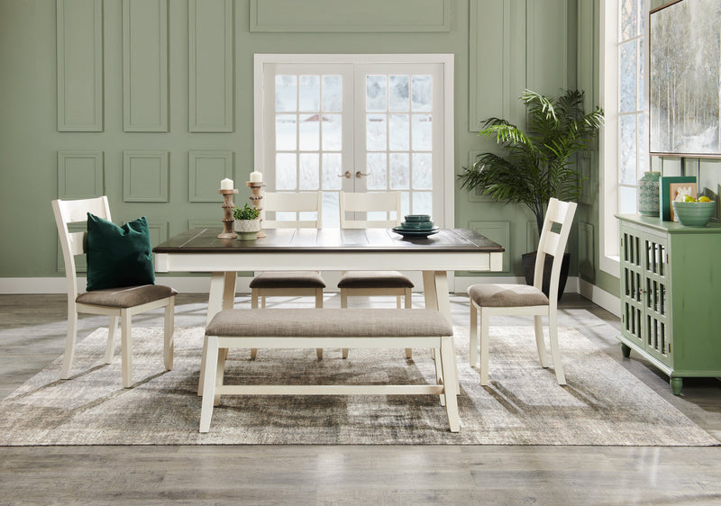 Echo Dining Table with Storage Drawers, Wood, Trestle Base, 70\"W - White/Grey