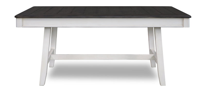 Echo 7pc Dining Table Set with Table & 6 Chairs, Storage Drawers, Trestle Base, 70\"W - White/Grey