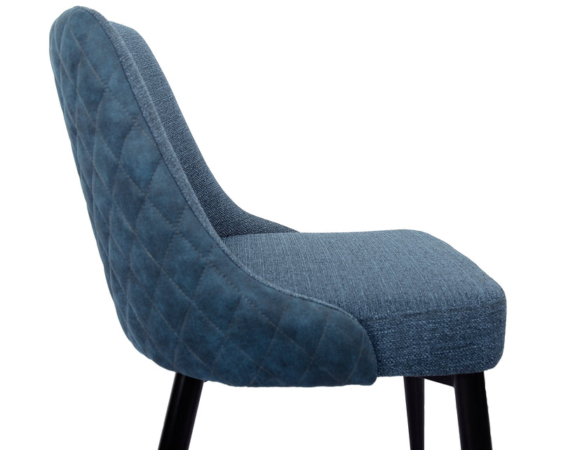 Eden Counter-Height Stool with Linen-Look Fabric, Metal - Blue