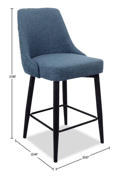 Eden Counter-Height Stool with Linen-Look Fabric, Metal - Blue
