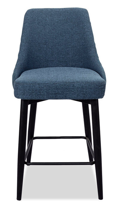 Eden Counter-Height Stool with Linen-Look Fabric, Metal - Blue
