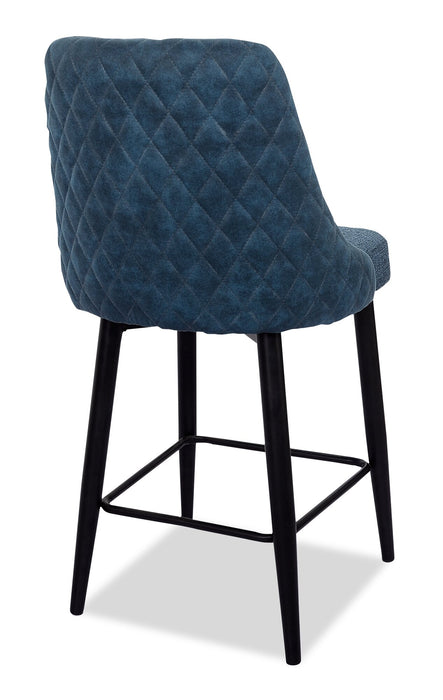 Eden Counter-Height Stool with Linen-Look Fabric, Metal - Blue