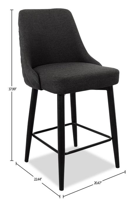 Eden Counter-Height Stool with Linen-Look Fabric, Metal - Charcoal