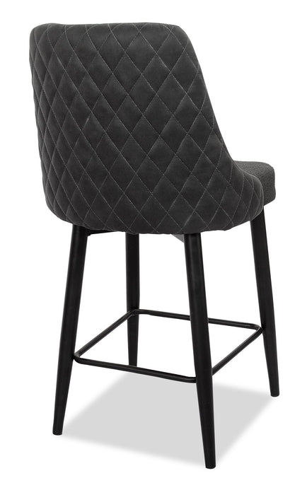 Eden Counter-Height Stool with Linen-Look Fabric, Metal - Charcoal