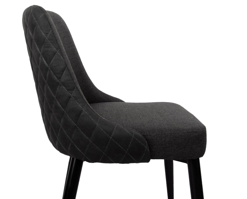 Eden Dining Chair with Linen-Look Fabric, Metal - Charcoal