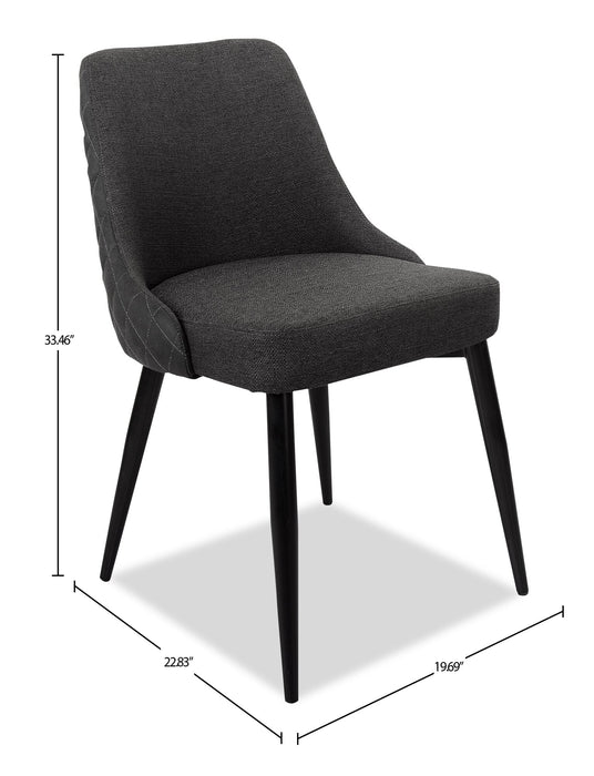 Eden Dining Chair with Linen-Look Fabric, Metal - Charcoal