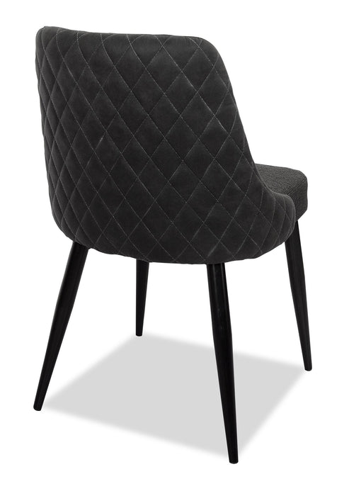 Eden Dining Chair with Linen-Look Fabric, Metal - Charcoal