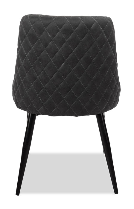Eden Dining Chair with Linen-Look Fabric, Metal - Charcoal