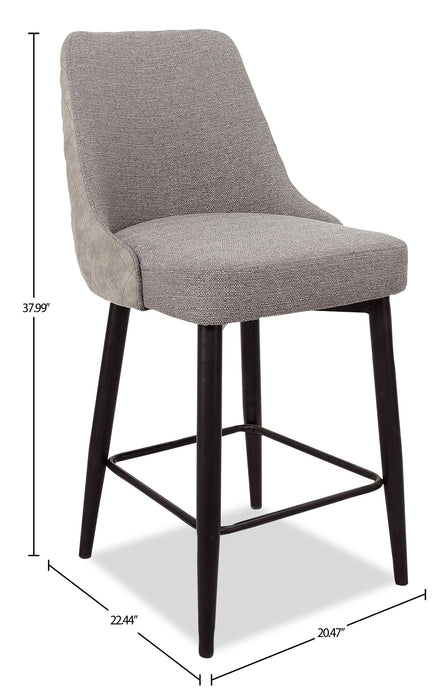 Eden Counter-Height Stool with Linen-Look Fabric, Metal - Grey