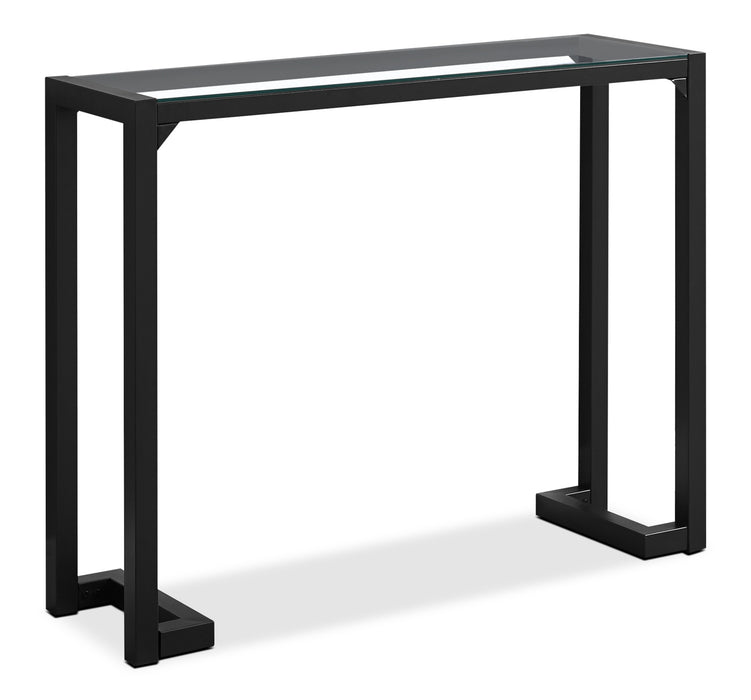 Megan 42\" Glass Top Console Table - Black