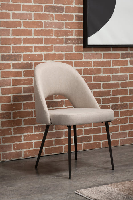 Elijah Dining Chair with Linen-Look Fabric, Metal - Taupe
