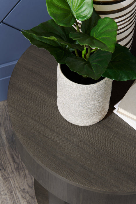 Elroy 20\" Rustic Round End Table with Storage and Shelf - Brown and Grey Wood