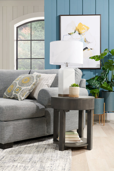 Elroy 20\" Rustic Round End Table with Storage and Shelf - Brown and Grey Wood